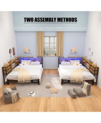 Corner Bed Frame: Full Daybed with Storage, Charging & LED