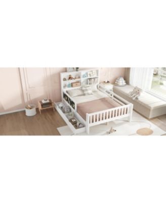  Full Platform Bed with Chalkboard, Storage, Shelves