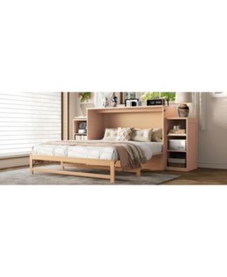 Queen size Pine, MDF, and Plywood storage drawers and shelves Murphy bed