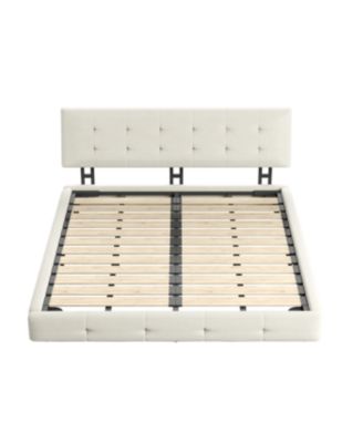 Streamdale King Size Bed Frame with Tufted Headboard and Cloud Pillow Design, Beige/White