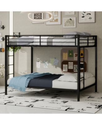 Multi-Functional Square Tube Iron Bunk Bed, Full-Size Upper/Lower, Robust Metal Frame