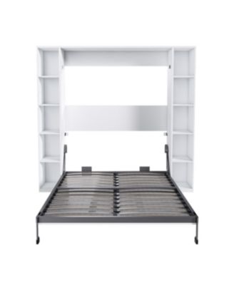 Streamdale Queen Murphy bed, foldable wall bed with storage cabinet, white