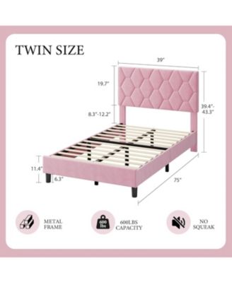 Upholstered Bed with Adjustable Headboard, Heavy-Duty Platform Frame, Strong Wood Slats, Noise-Free, No Box Spring Required