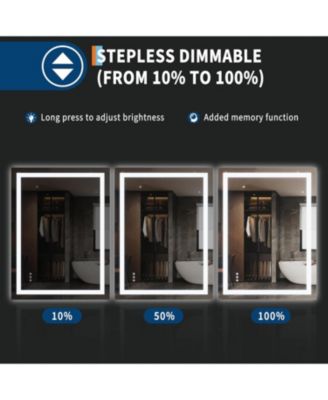 40x32 LED Lighted Anti-Fog Dimmable Bathroom Vanity Mirror with Front & Backlit for Wall