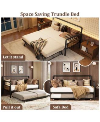 Twin Size Black Metal Daybed Frame, Sofa Bed Platform, Sturdy Construction, Easy Assembly