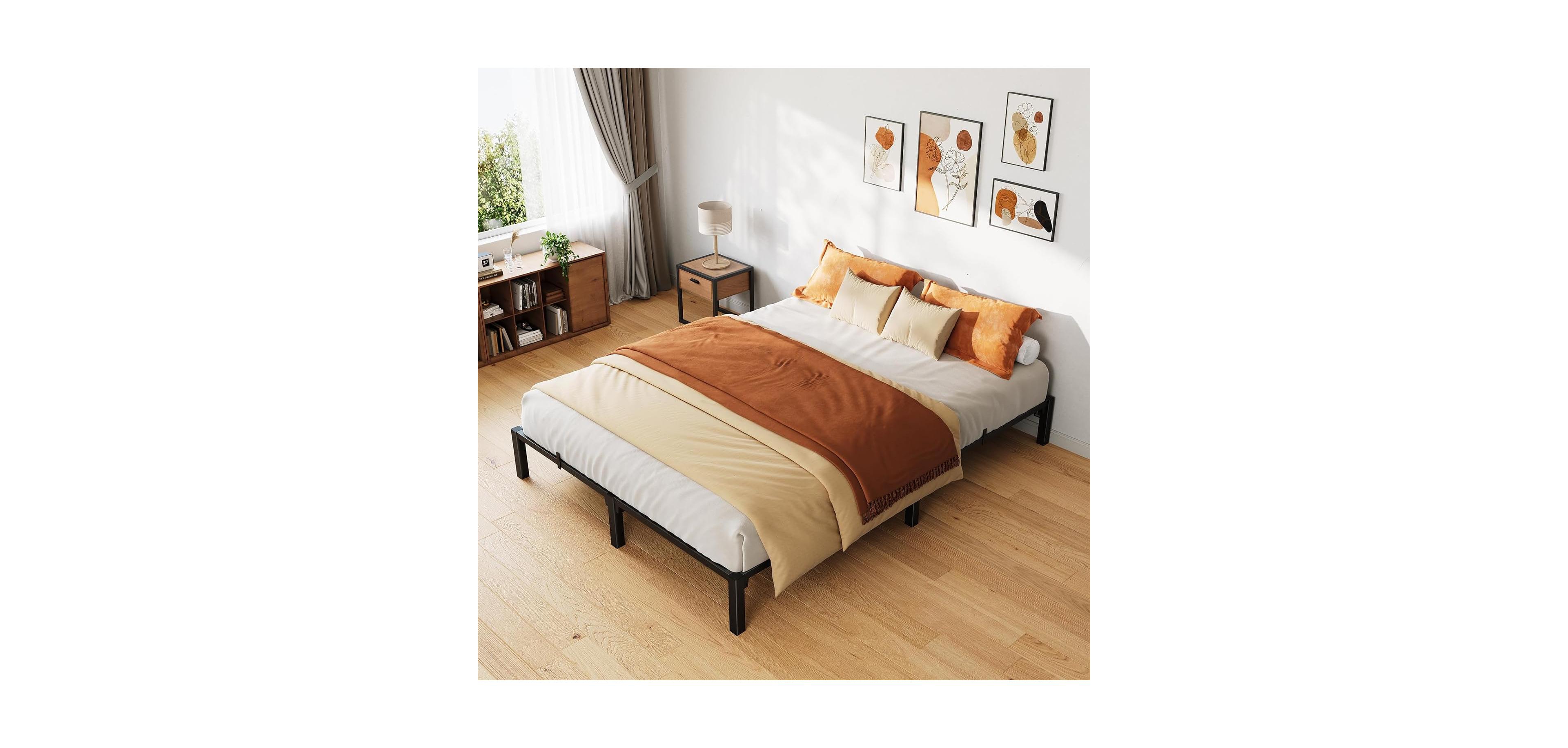 gaomon Full Size 10 Inch Heavy Duty Metal Bed Frame, Platform, Iron Slat Support, No Box Spring, 800 Lbs Capacity, Black
