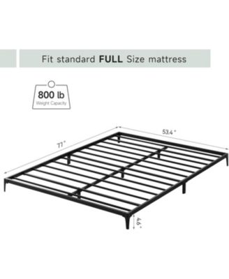 Full Size Bed Frame 6 Inch Metal Platform Heavy Duty Low Bed Frame Sturdy Metal Slats Matte Black