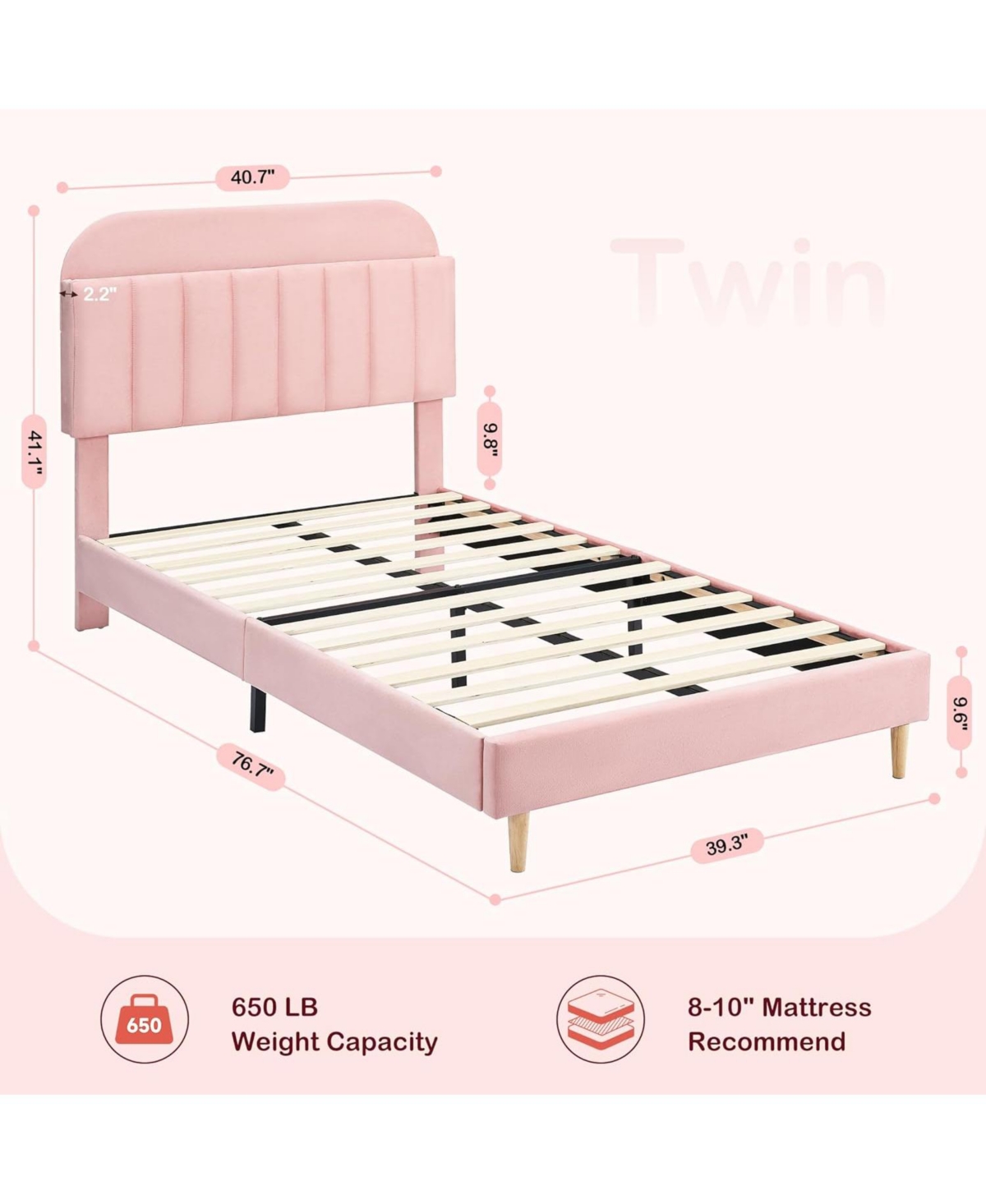 gaomon Twin Bed Frame with Storage Headboard Velvet Upholstered Platform for Girls Wooden Slats Noise Free Easy Assembly
