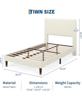 Twin Size Upholstered Platform Bed Frame Modern Fabric Headboard