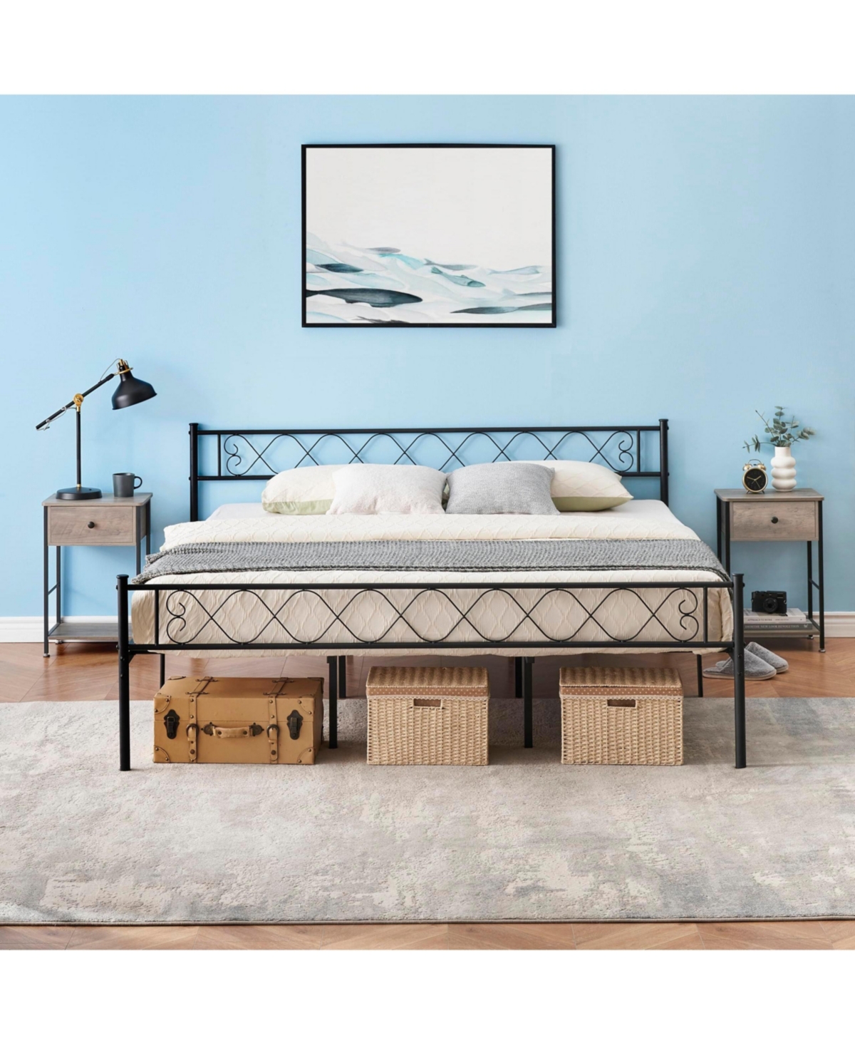 gaomon Modern Bed Frame, Metal Platform Bed with Headboard and Footboard