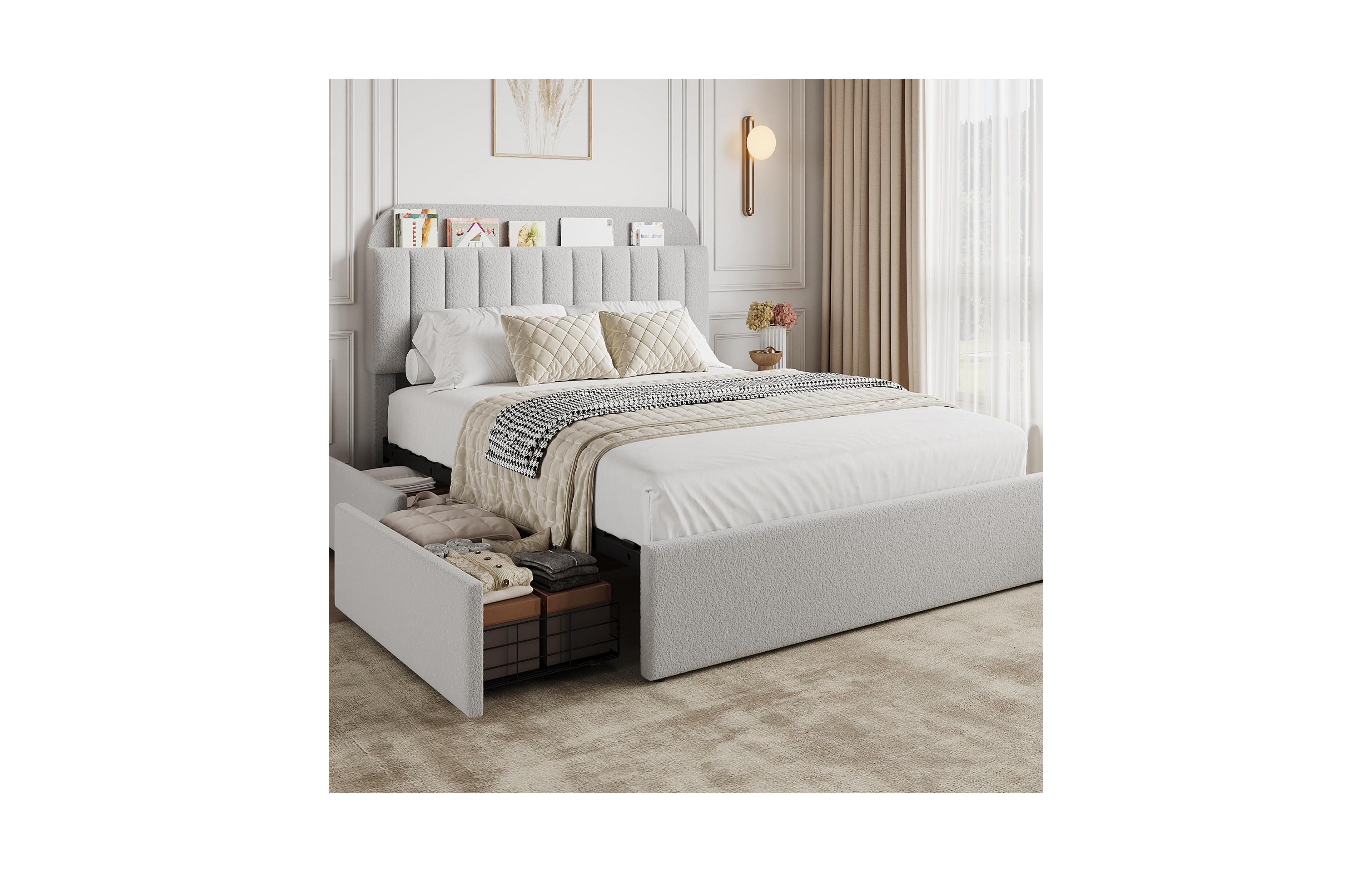 gaomon Twin Bed Frame with Storage Headboard