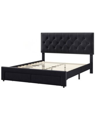 Queen Size Bed Frame with 2 Storage Drawers