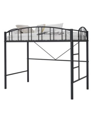 Loft Bed Twin Size, Heavy Duty Metal Loft Bed Frame with Arched Guardrail and Safety Ladder