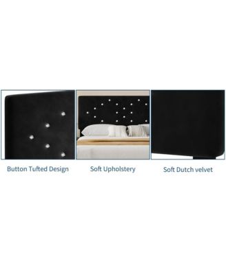 Full Size Velvet Bed Frames with Headboard,Upholstered Platform Bedframe with Wood Slats,Solid and Stable