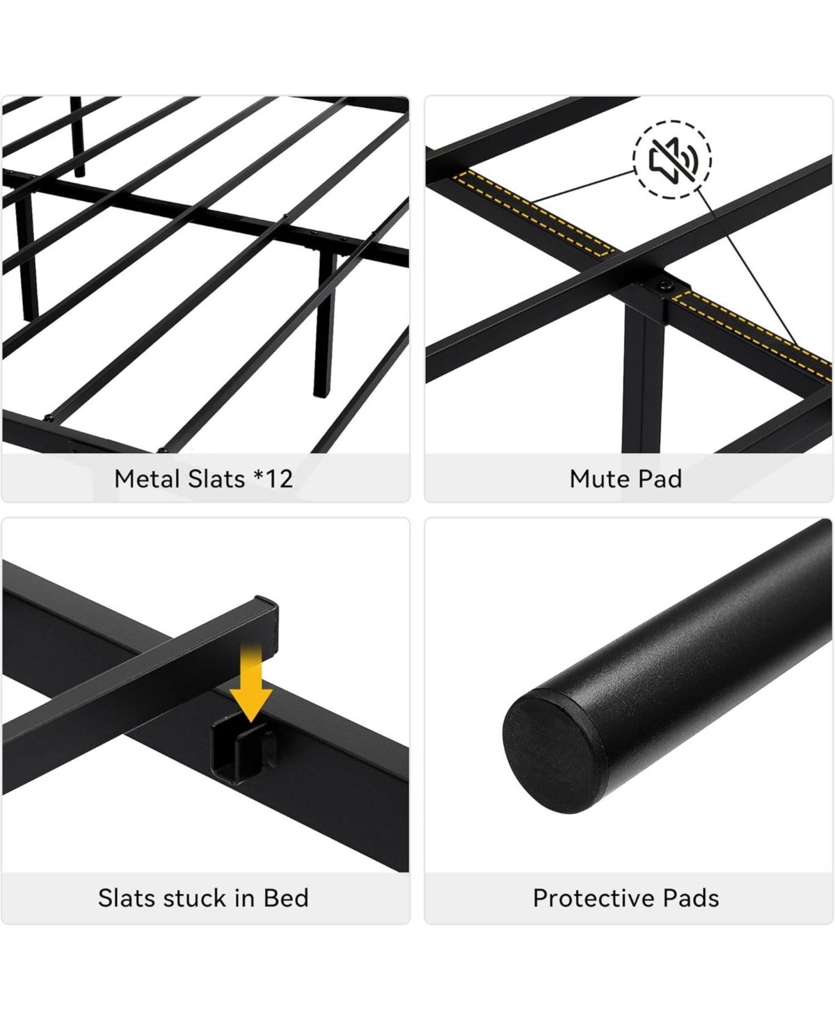 gaomon Heavy-Duty Steel Slat Metal Bed Frame with Headboard and Footboard – Platform