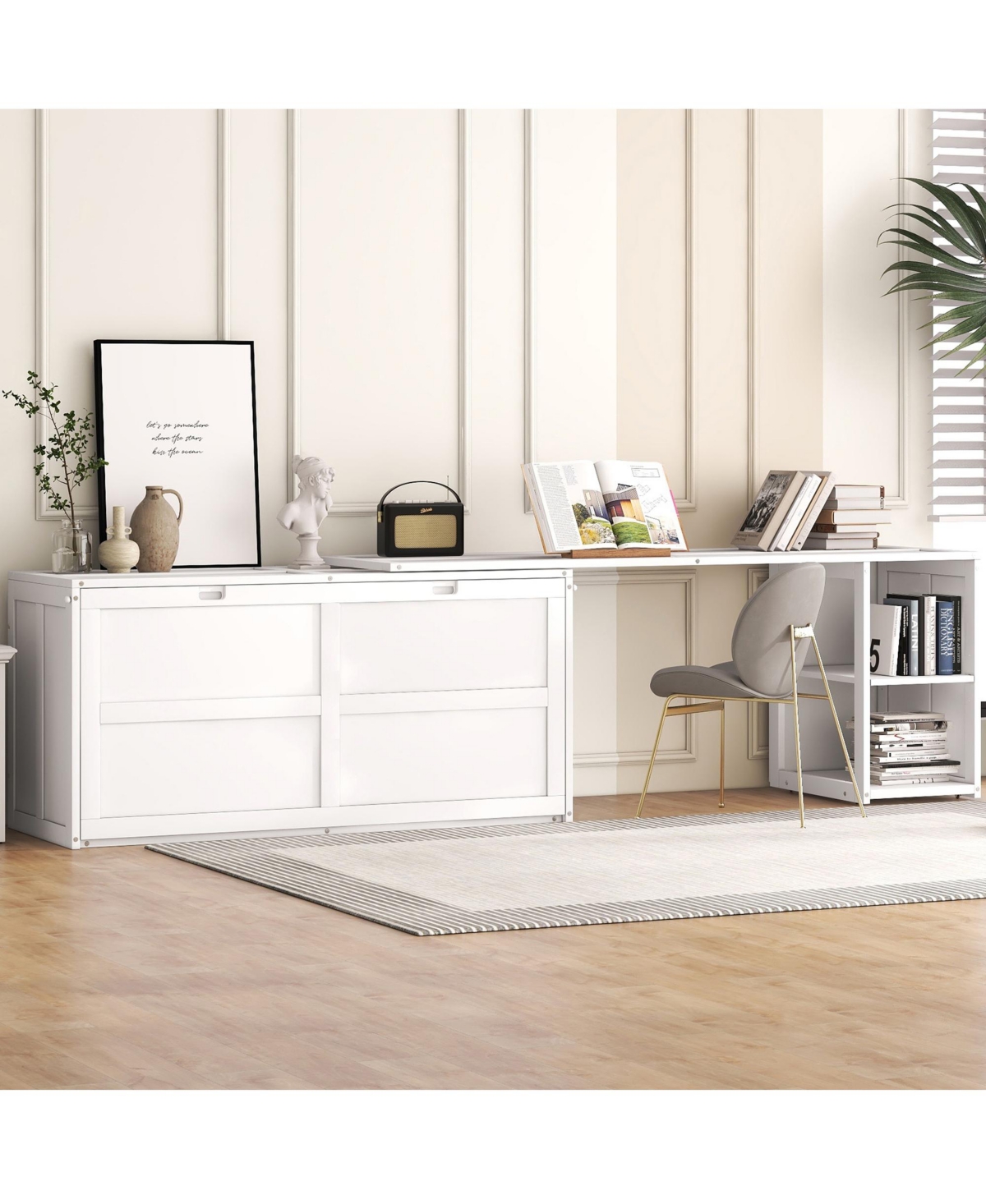 Boyel Living Versatile Queen Size Murphy Bed with Rotable Desk