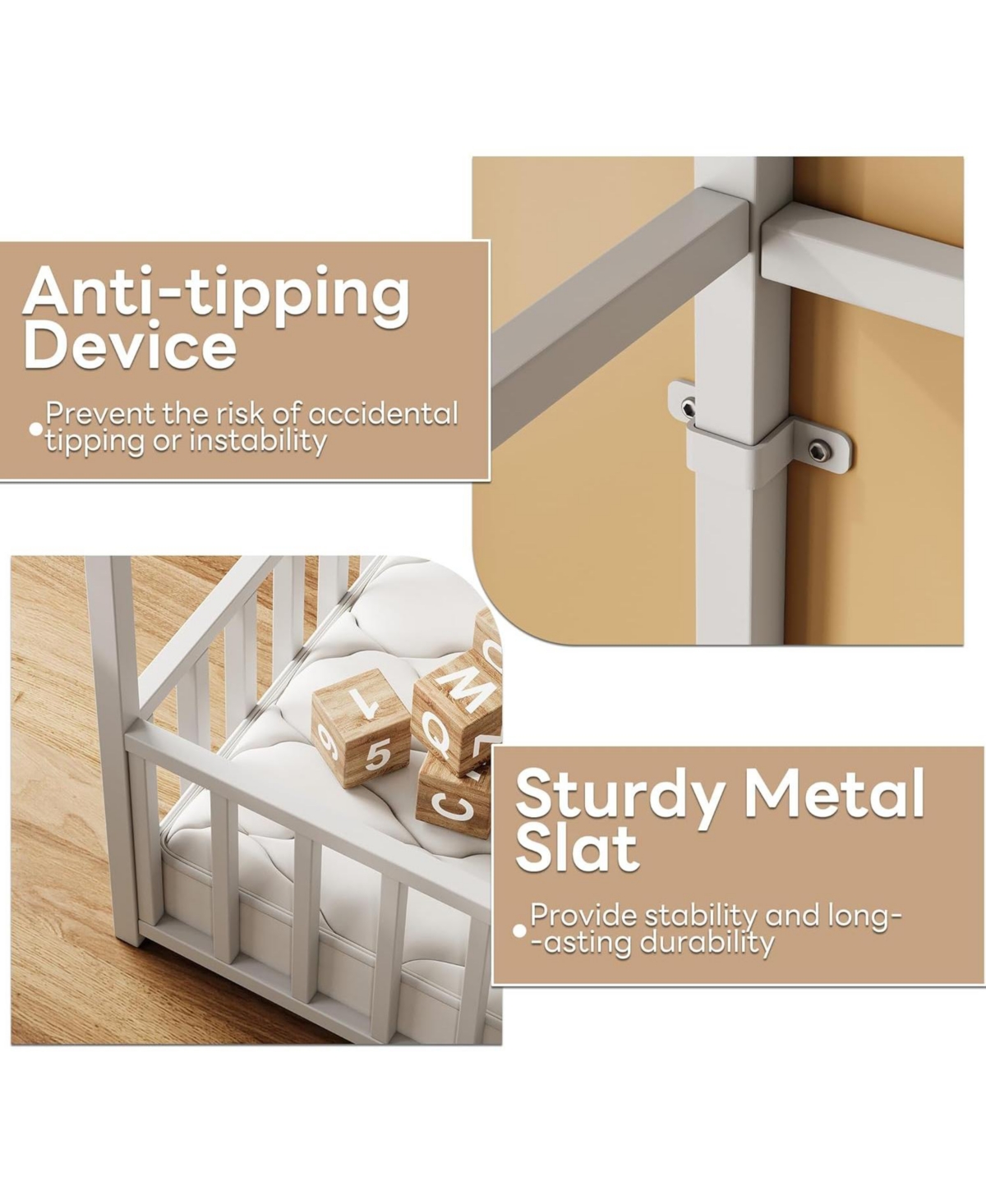 Likimio Twin Floor Bed Frame with Roof & Guardrails, Metal House Bed, White, No Box Spring