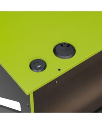 Streamdale Full Size Wood Daybed with Twin Size Trundle, Desk and USB, Cloud Blue