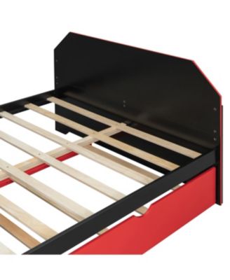 Streamdale Full Size Wood Daybed with Twin Size Trundle, Desk and USB, Cloud Blue