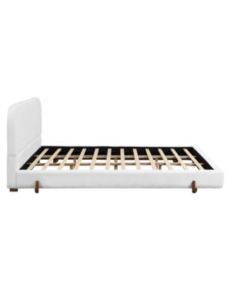 Streamdale Unique Design White Fabric Upholstered Bed Frame with Solid Wood Legs, California King