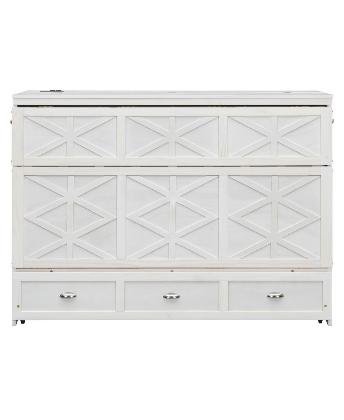 Streamdale Furniture Queen Murphy Bed with Large Drawers and Usb, Brushed Gray