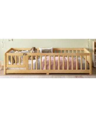 Streamdale Twin Size Floor Bed with Guardrails and Door for Kids