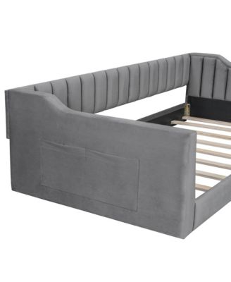 Streamdale Twin XL Size Upholstery Daybed and Side Storage pocket,Gray