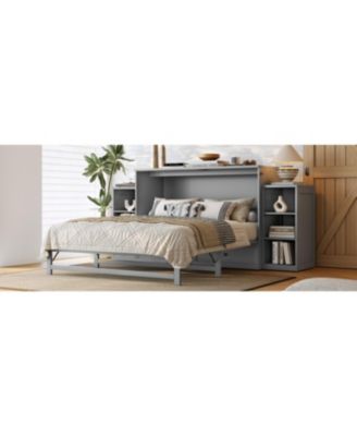 Streamdale Queen size Murphy bed with storage drawers and shelves. Light gray