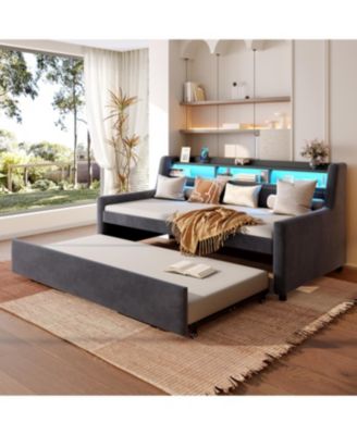 Streamdale Twin Size Upholstered Daybed with LED & Charging Station