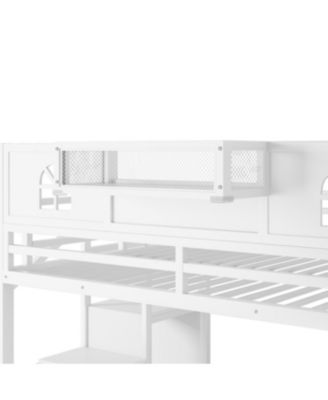 Metal Full Loft Bed with Stairs Wardrobe