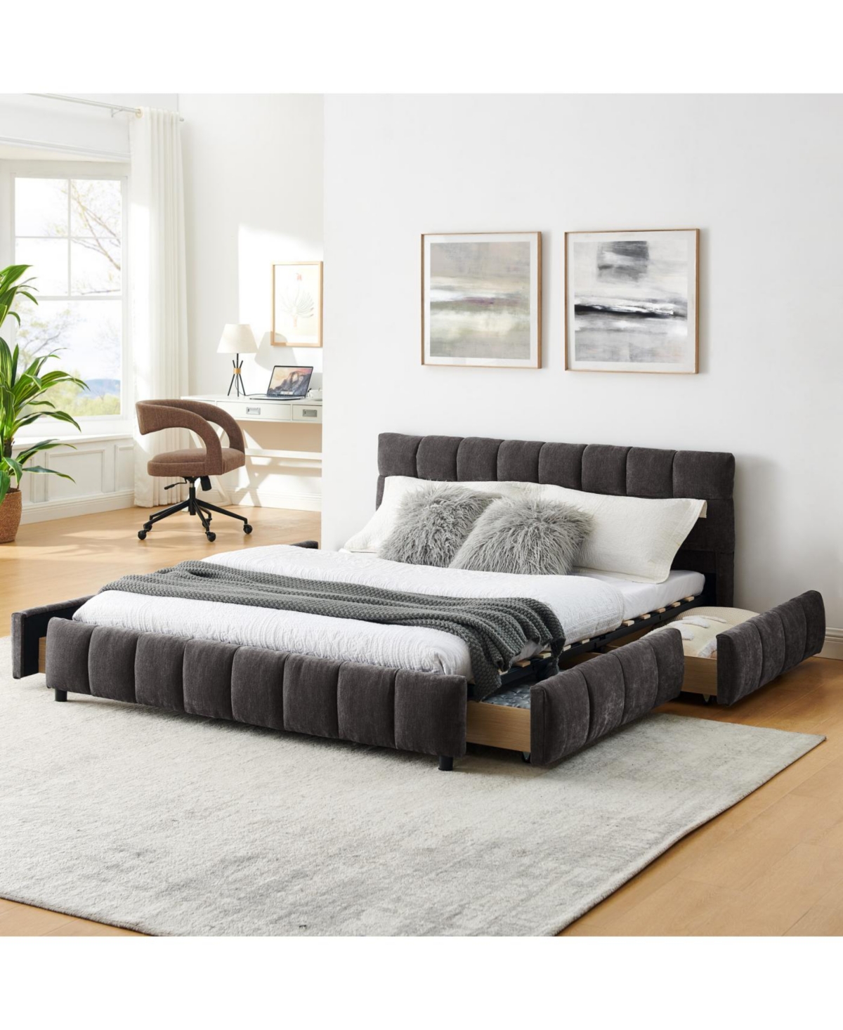 Streamdale Furniture Queen Size Upholstered Bed with Storage Drawer