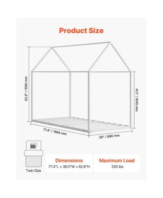Kids Floor Bed with Roof Design and Metal Frame