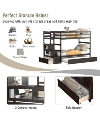 Sturdy Modern Bunk Bed with Storage for Kids or Adults