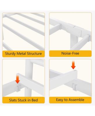 Twin Size Bed Frame for Kids Metal Bed with Headboard & Footboard Heavy Duty Slats No Box Spring White