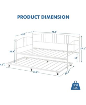 Twin Metal Daybed with Steel Slat Support for Living Room, Bedroom, Guest Room Sofa Bed Frame