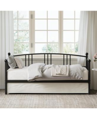 Twin Daybed Metal Sofa Bed Frame with Steel Slat Support Living Room Bedroom Guest Room Black