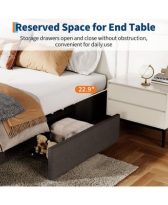 Queen Size Upholstered Platform Bed Frame