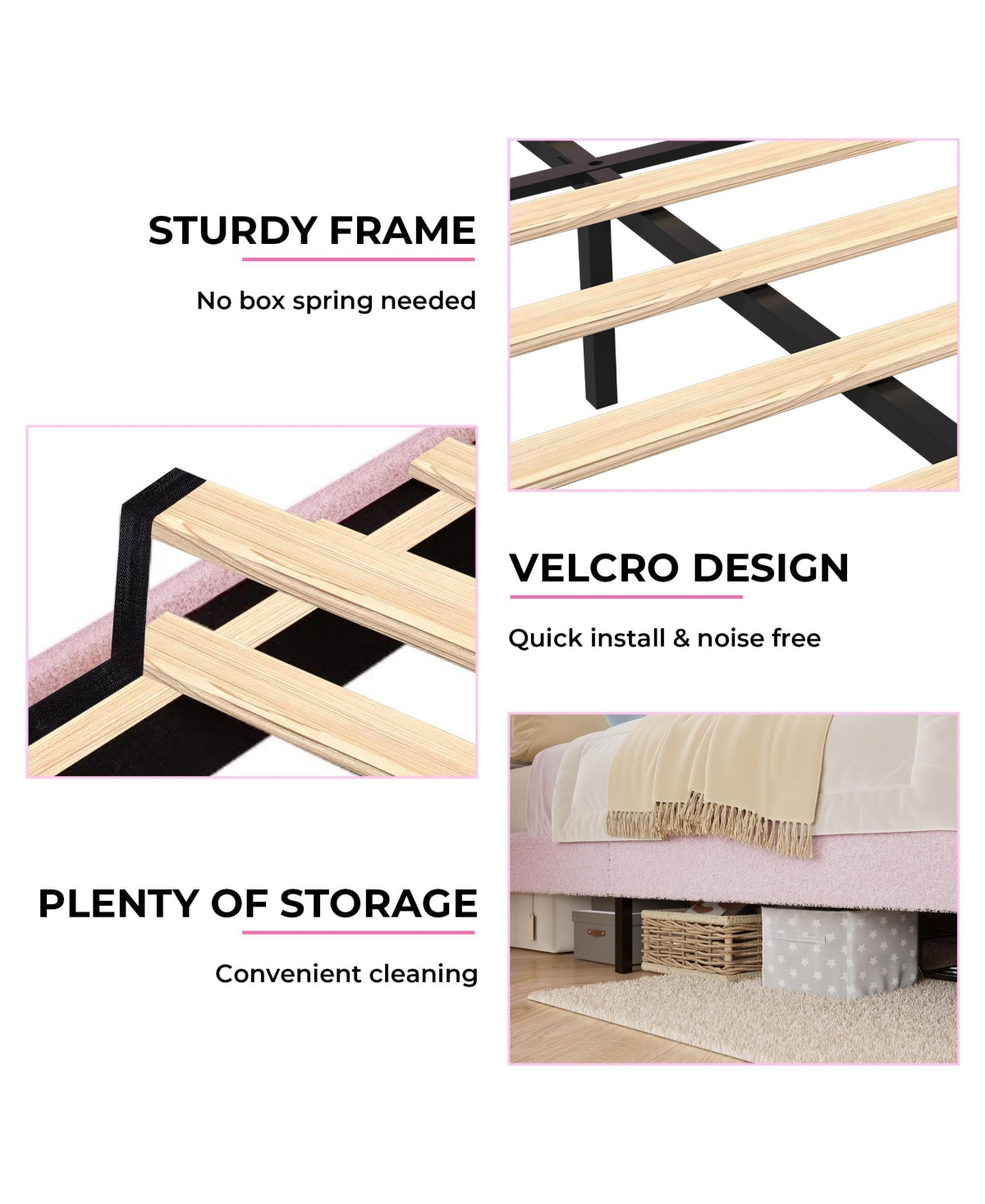 gaomon Full Bed Frames Lamb Velvet Twin Beds Cute Platform Bed Frame for Girls, Boys,Sturdy Platform Bed