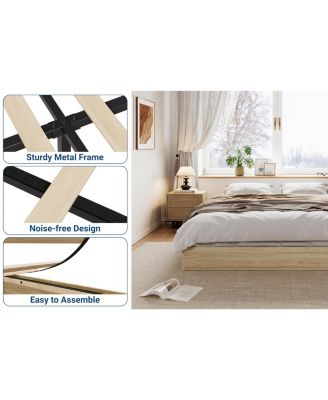 -xl Size Wood Platform Bed Frame,Wooden Bed Frame Without Headboard, Wood Slat Support