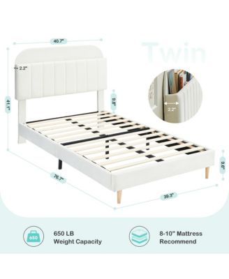 Twin Bed Frames, Upholstered Platform Bed Frame with Bookcase Headboard, Velvet Platform Bed Mattress Foundation