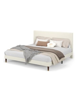 Queen Bed Frame Upholstered Platform Bed with Fabric Headboard