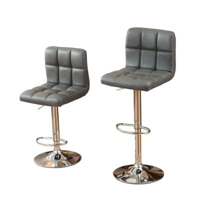Faux Leather Adjustable Hydraulic Bar Stool, Set of 2