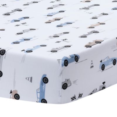 Lambs and Ivy Little Racer Cotton Cars/Transportation Fitted Crib/Toddler Sheet