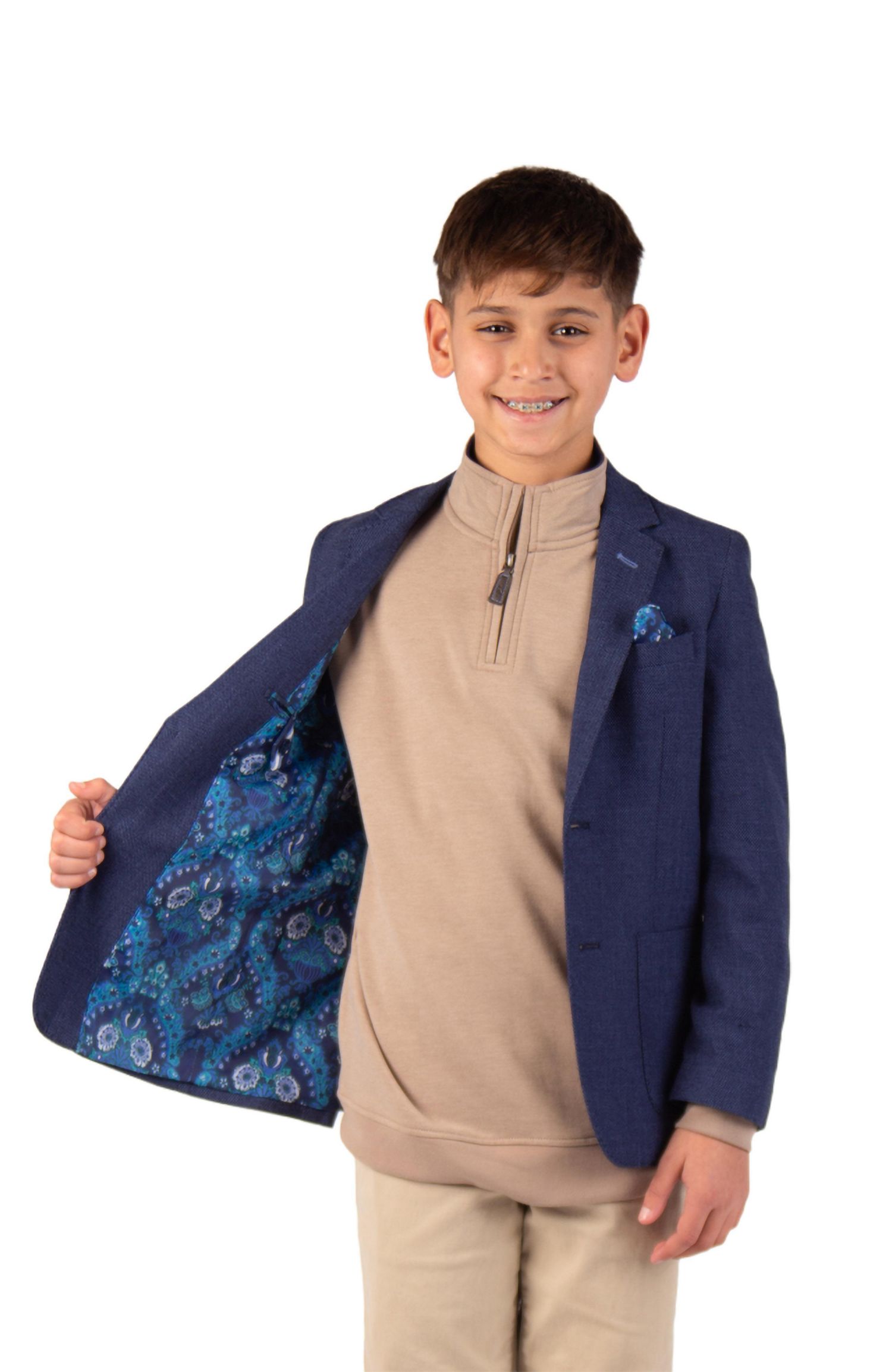Big Boys Solid Slub Textured Sportcoat