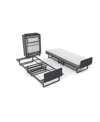 Folding Bed Frame with Foam Mattress and Castors