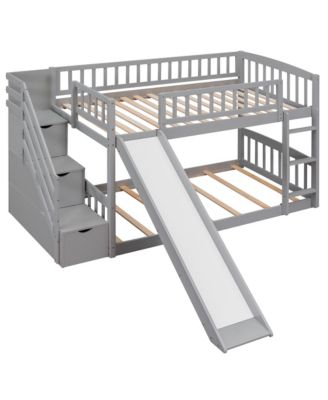 Stairway Twin Over Twin Bunk Bed With Two Drawers And Slide
