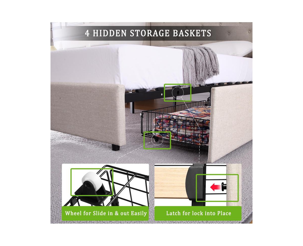 gaomon Full Bed Frame with Charging Station