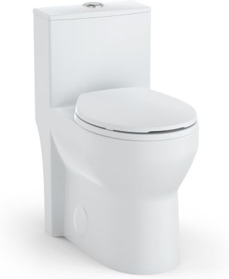 17.5 Inch Tall Toilet, One-Piece Round Toilet with ADA Comfort Chair Height Seat, Powerful 0.8/1.28L GPF Dual Flush