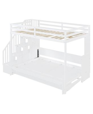 Full Over Full Size Murphy Bed with Hydraulic Lift & Desk Design