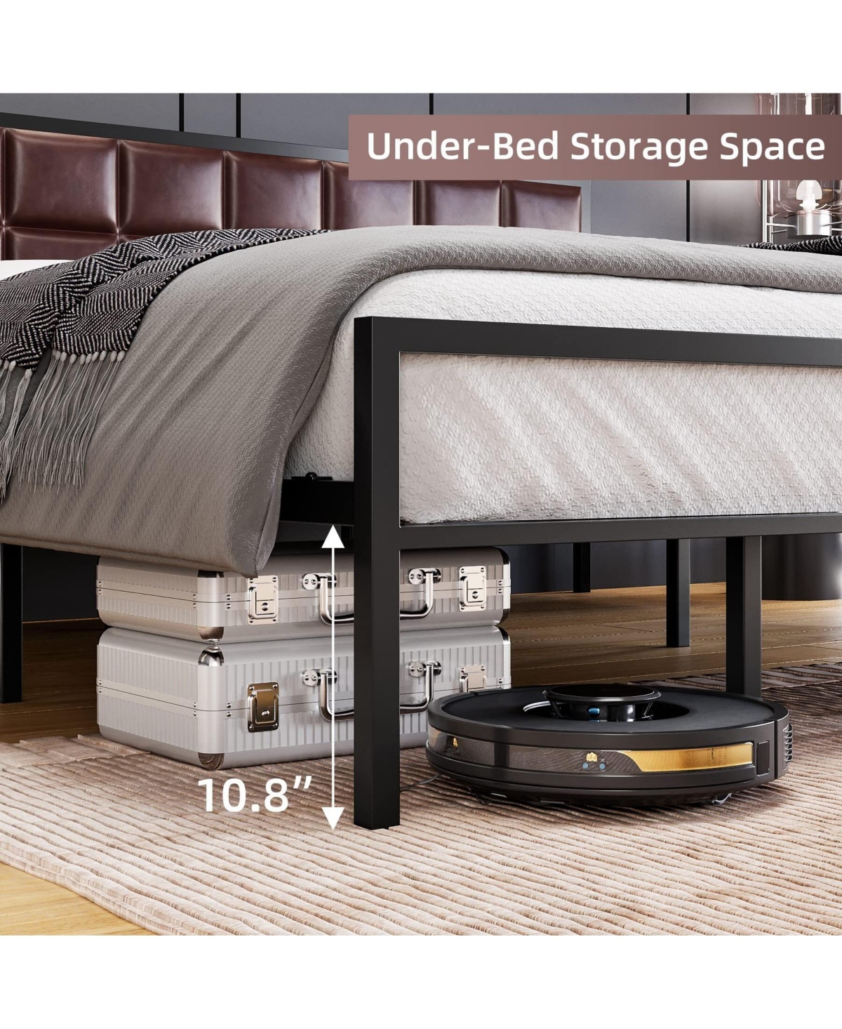 gaomon King Size Metal Bed Frame Platform with Headboard and Footboard